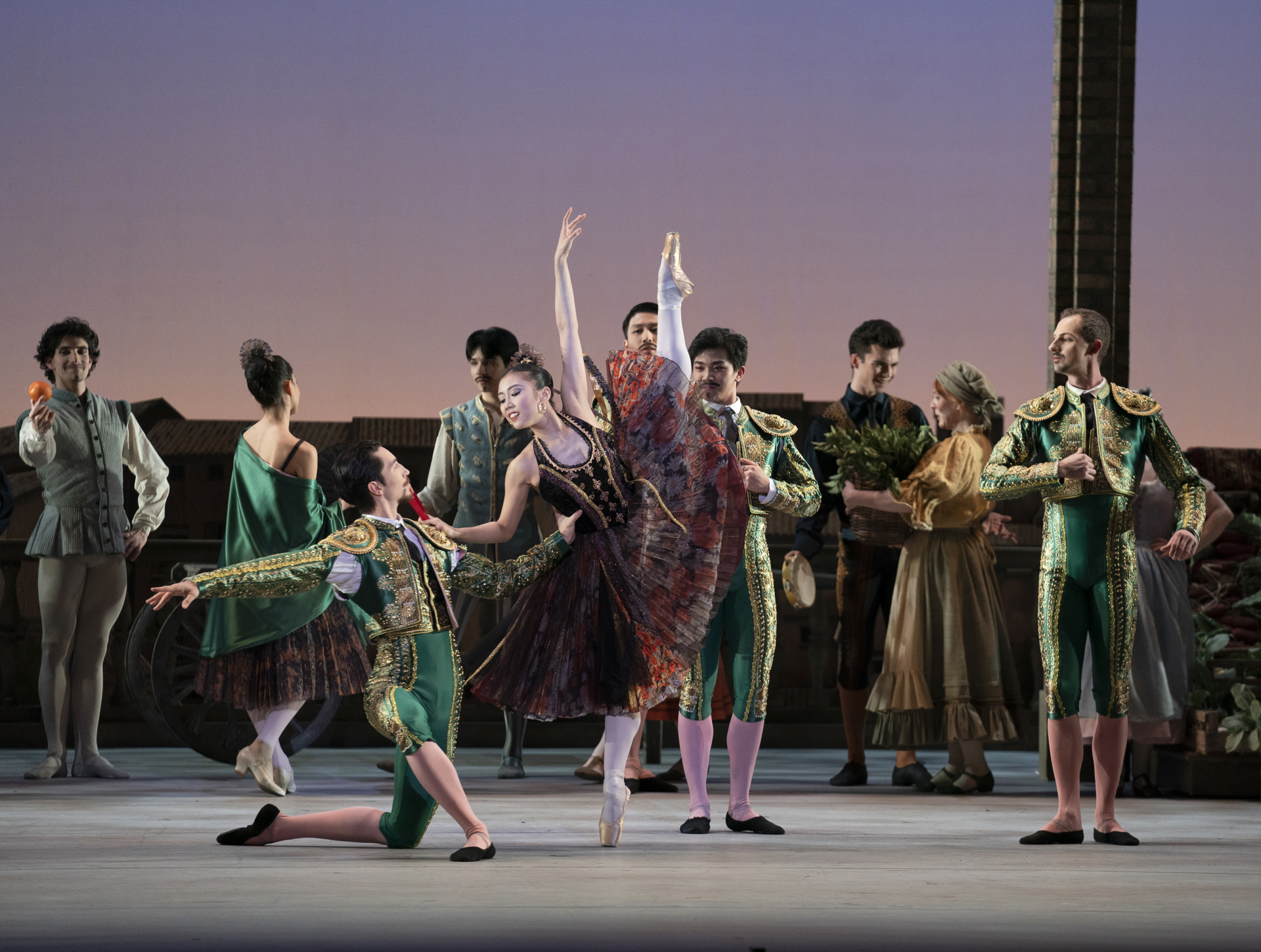 Matador Scene featuring Yu Kurihara as Mercedes with Artists of Birmingham Royal Ballet; photo: Emma Kauldhar