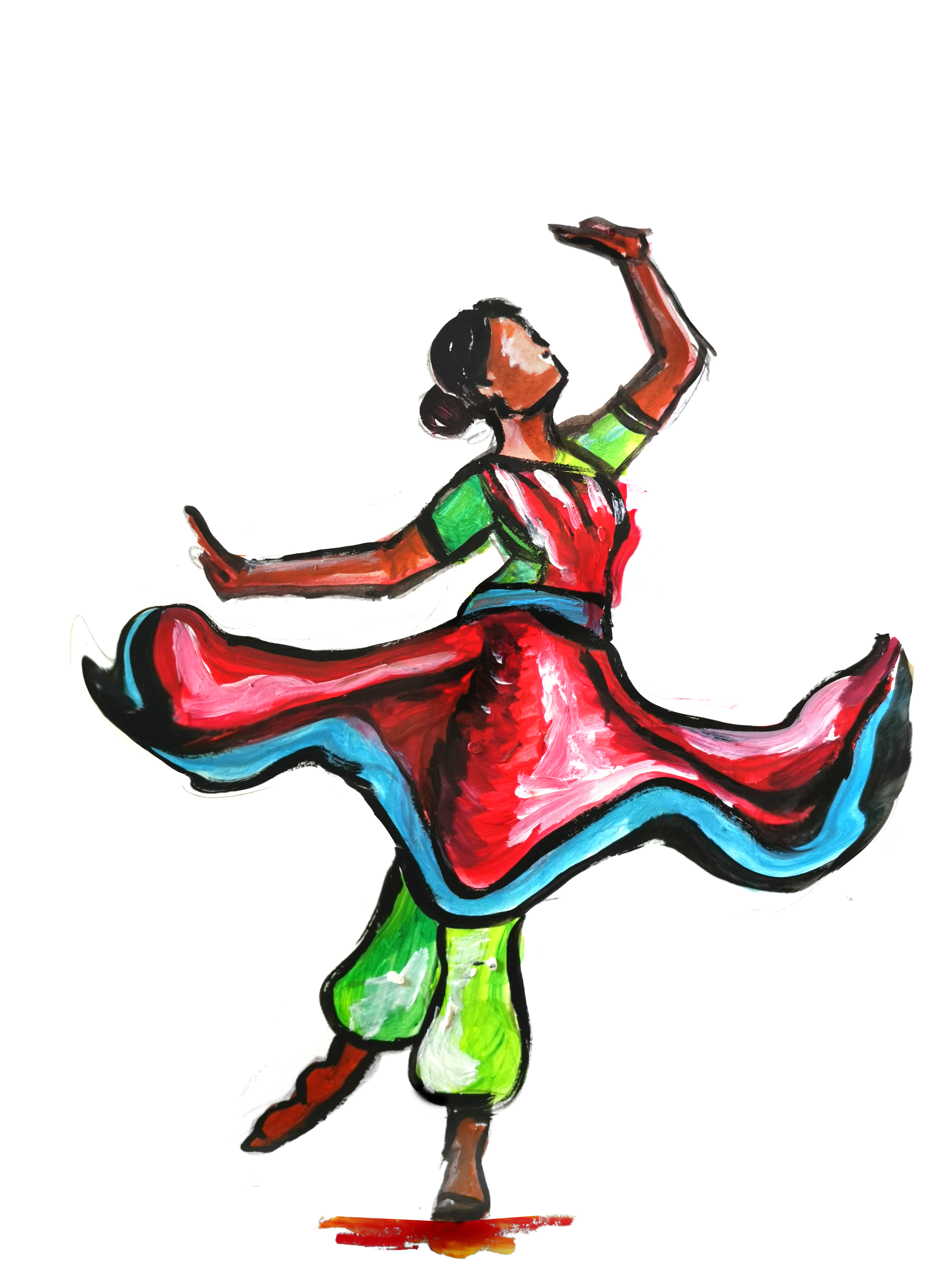 Painting of young female south asian dancer Painting of young female south asian dancer